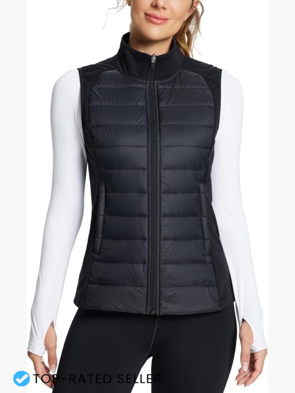 Lightweight Quilted Puffer Vest Winter Running Sleeveless Zip Jacket
